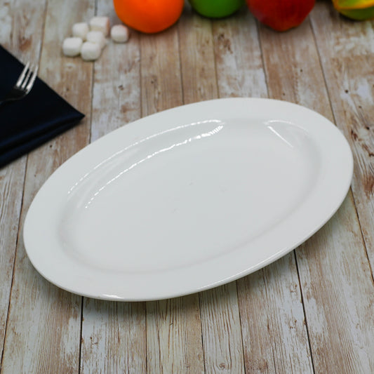 Professional Rolled Rim White Oval Plate / Platter 12" inch |
