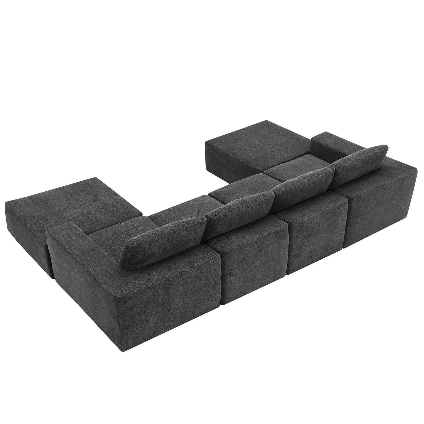 110*72' Modular U Shaped Sectional Sofa with Ottomans,Luxury Cloud Chenille Floor Couch with Deep Seat,No Assembly Required,Fully Compressed Upholstered Sofa for Living Room,Bedroom,3 Colors