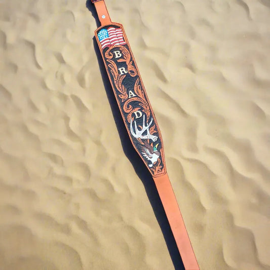 Custom Hand Tooled Leather Rifle Sling