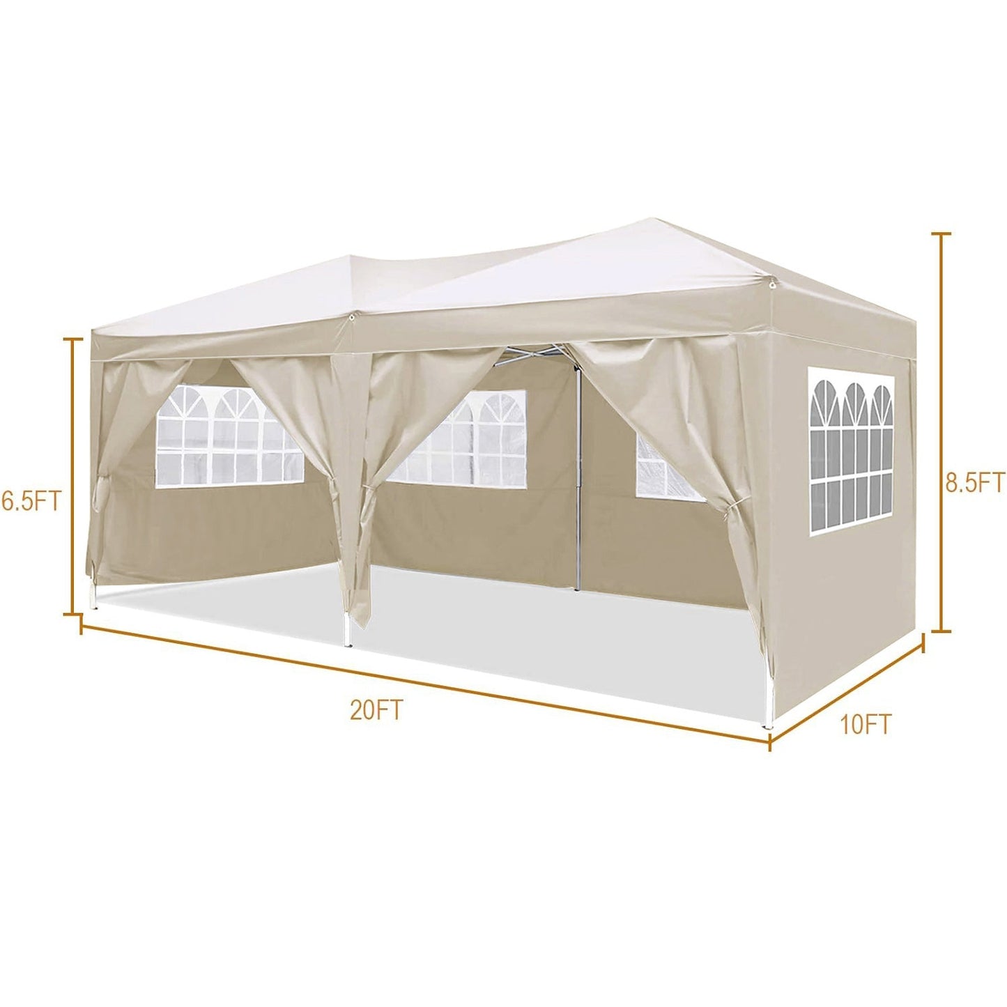 10'x20 'folding canopy with 6 detachable side walls for outdoor activity shelter UPF 50+terrace portable tent