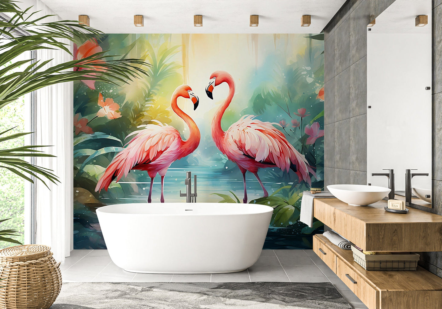 Tropical Flamingo Mural