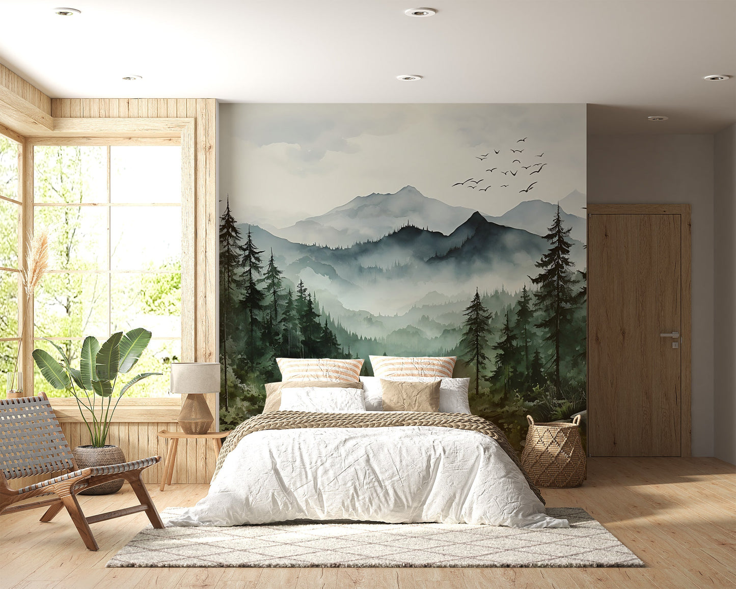 Foggy Forest & Mountain Wall Mural