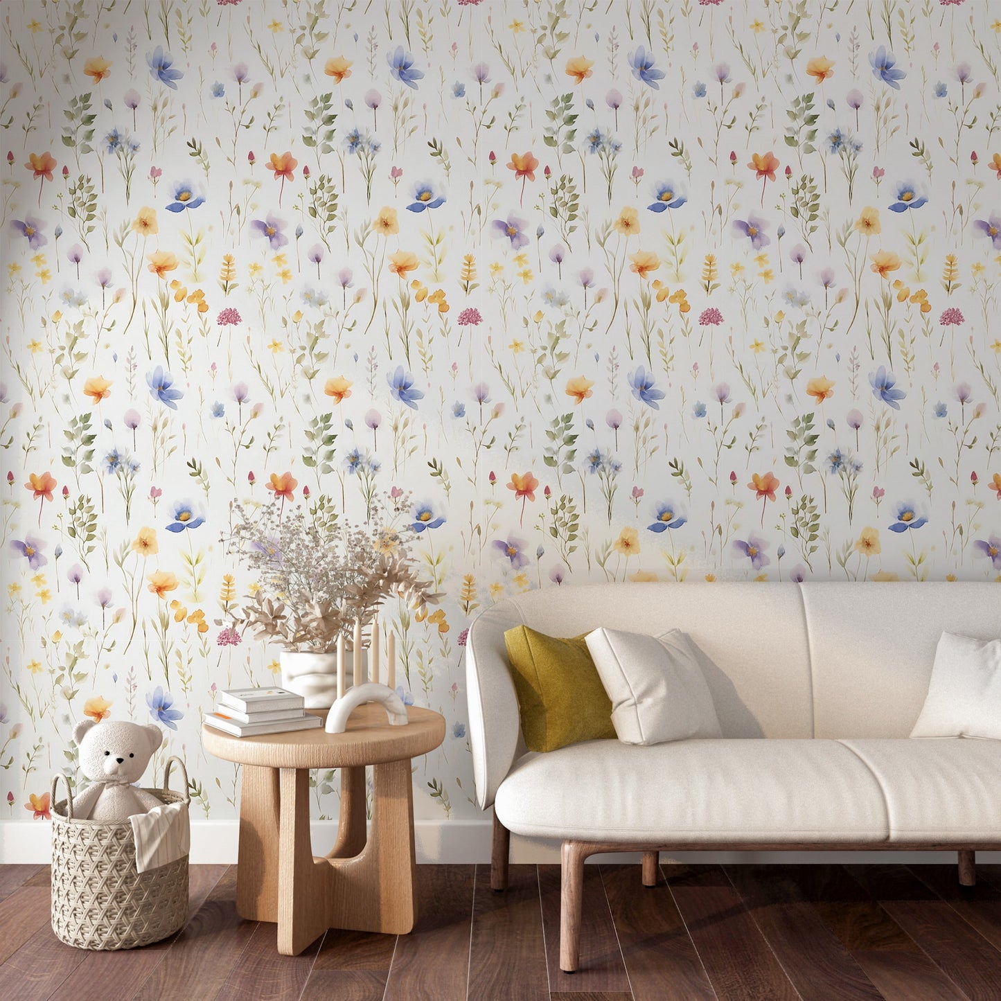 Watercolor Airy Wild Flower Wallpaper