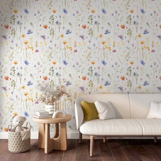 Watercolor Airy Wild Flower Wallpaper