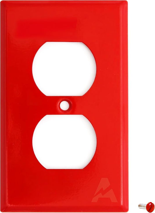 1 Gang Red Metal Duplex Receptacle Wall Plate