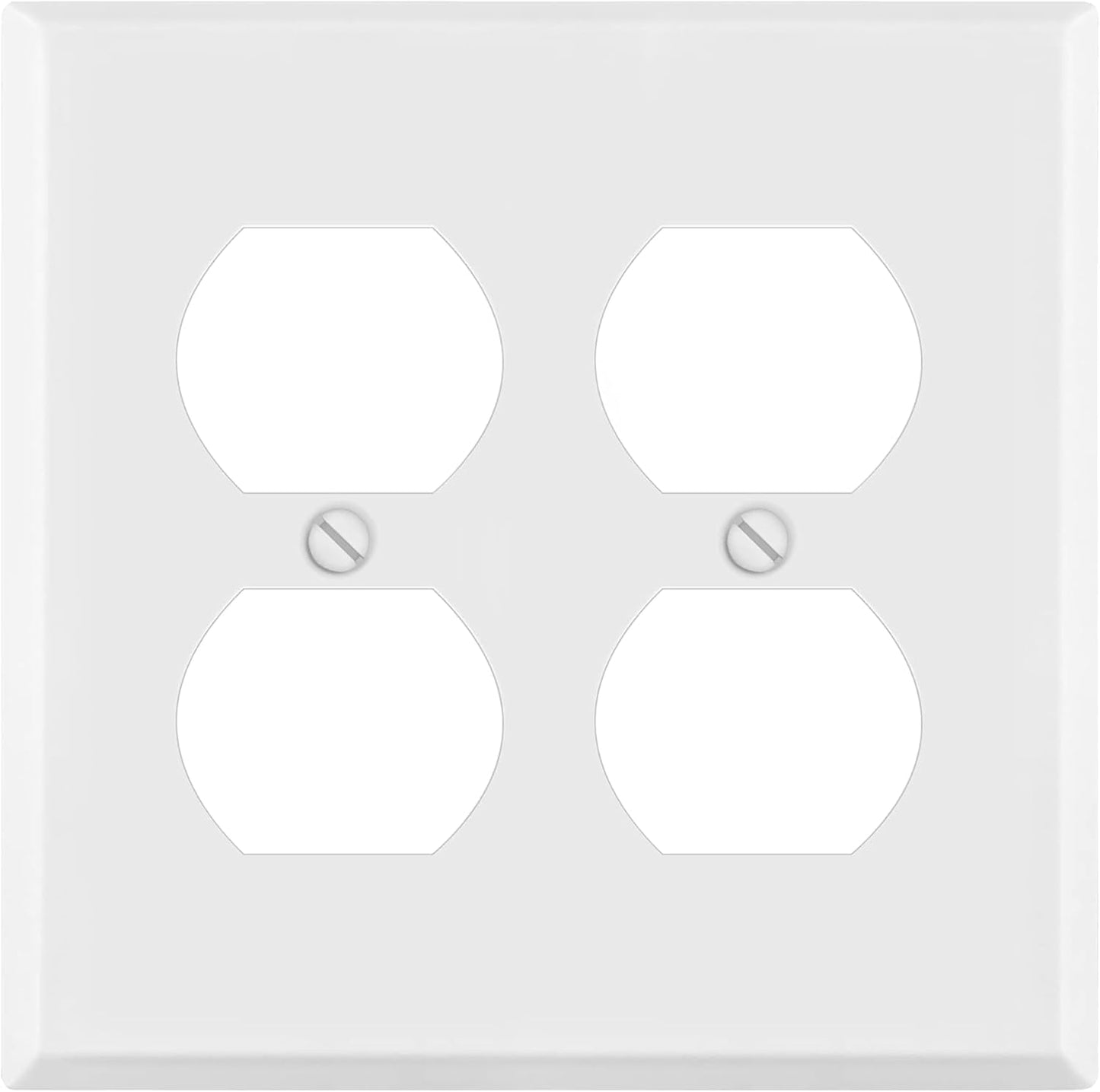2 Gang White Metal Duplex Receptacle Wall Plate