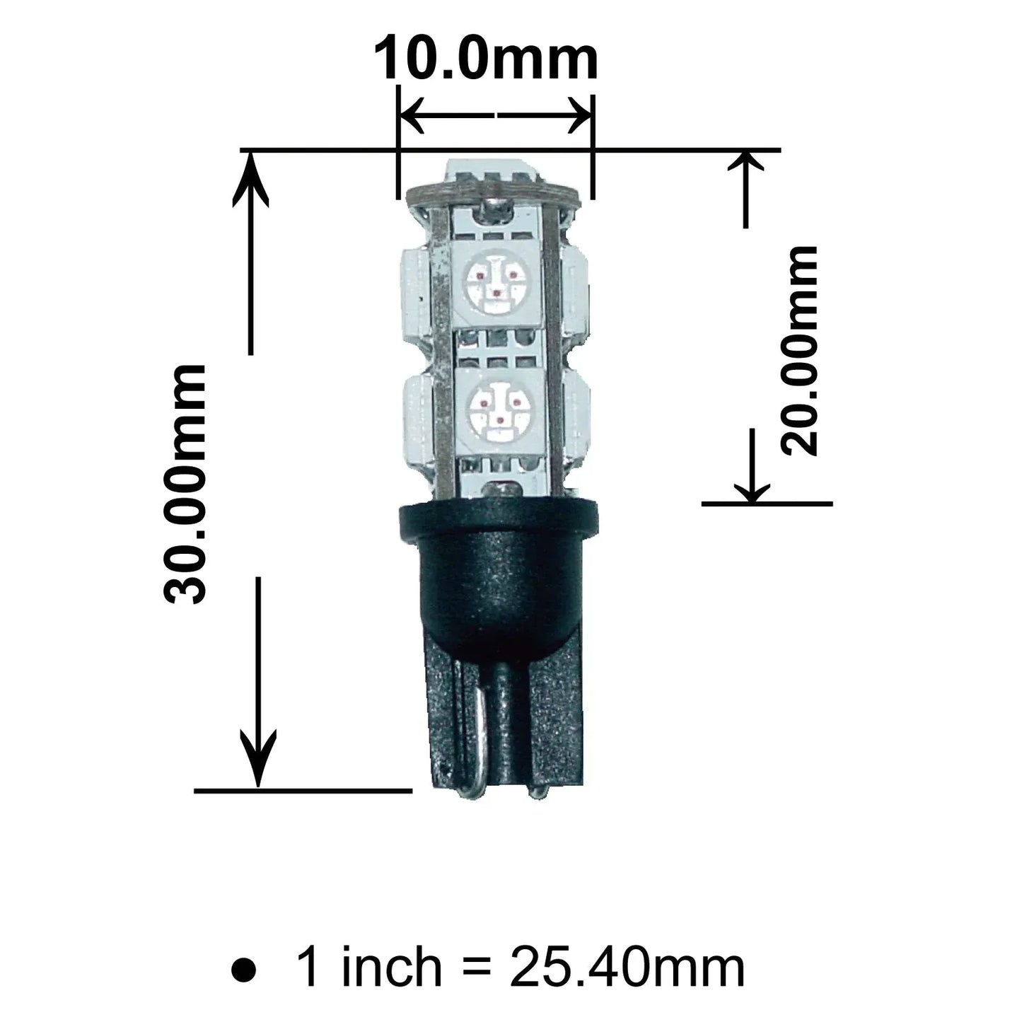 T10 168 194 9SMD LED Daytime Running DRL License Parking Light Bulb 12V White 6000K With Polarity (pack of 10pcs)