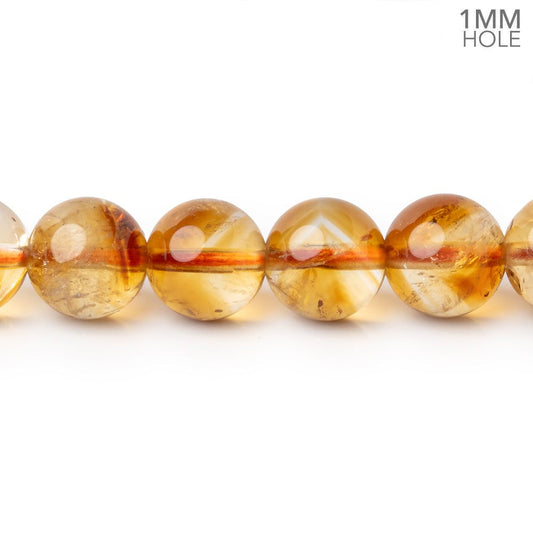 9mm Citrine Plain Rounds 15 inch 43 Beads with 1mm Drill Holes AA