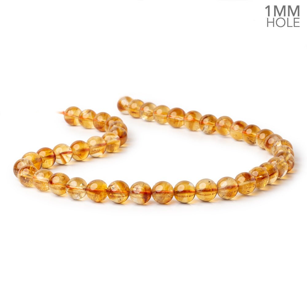 9mm Citrine Plain Rounds 15 inch 43 Beads with 1mm Drill Holes AA