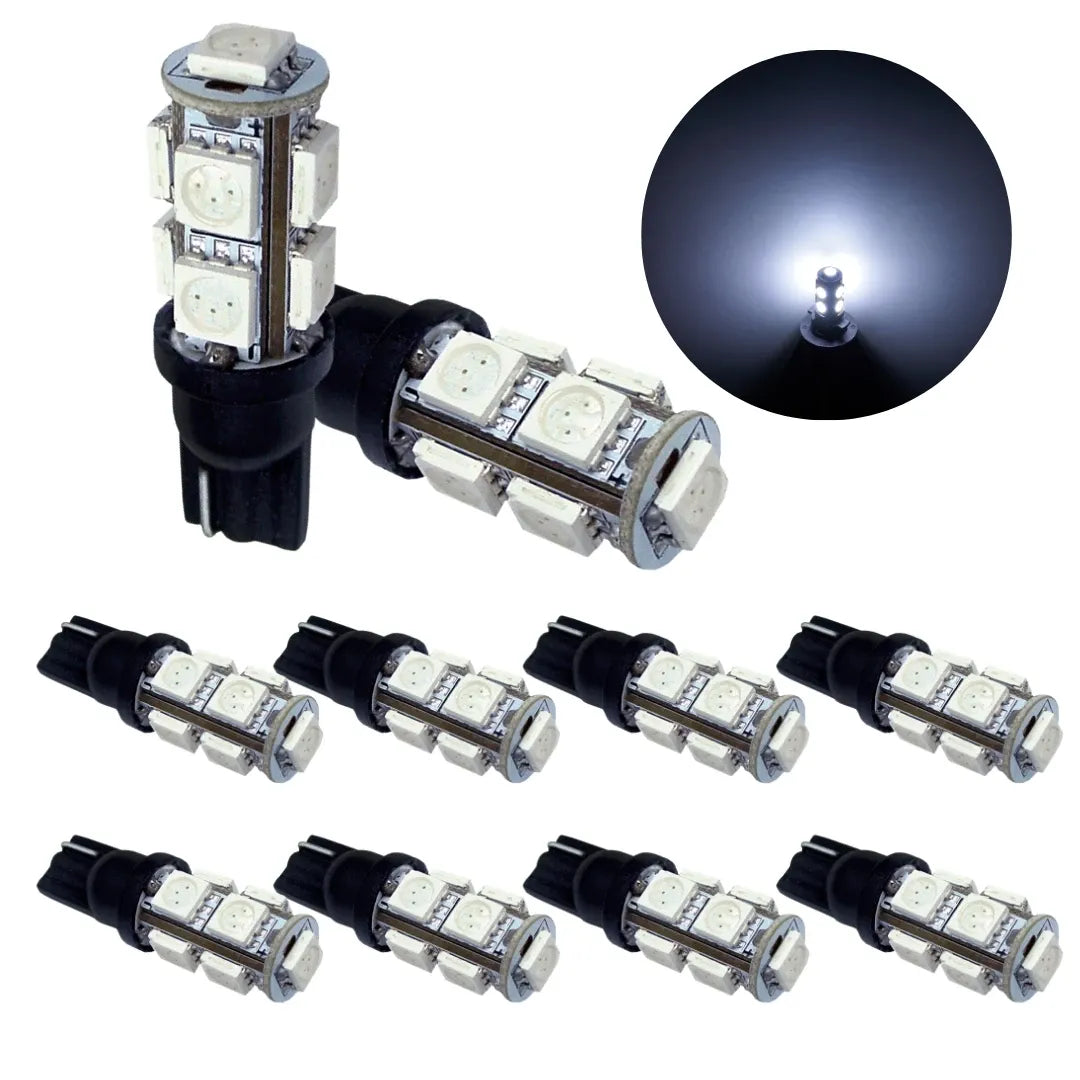 T10 168 194 9SMD LED Daytime Running DRL License Parking Light Bulb 12V White 6000K With Polarity (pack of 10pcs)