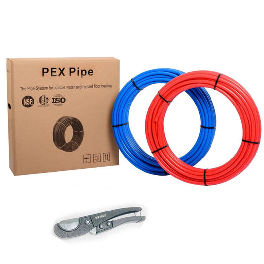 1/2" 200ft, 100ft x 2, PEX-B Pipe, Red & Blue & Cutter