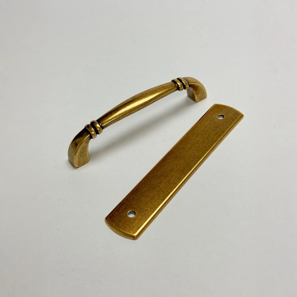Backplate Antique Brass "Portofino" Drawer Pull and Knob - 🆕 New Arrivals, All Products, Products from Euro • Knobs, 🛠️ Tools + Hardware - Little Red General Store