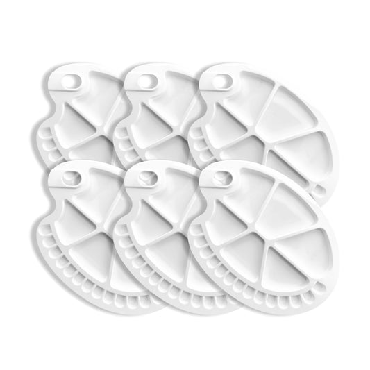 Pacific Arc - 6 Pack (20 well) Paint tray palettes for Kids, Plastic White Palettes for Students or Adults Paint Holder, Paint Supplies for DIY, Crafts, Acrylic Painting