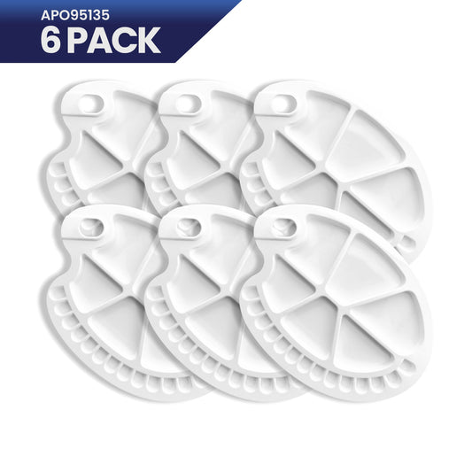 Pacific Arc - 6 Pack (20 well) Paint tray palettes for Kids, Plastic White Palettes for Students or Adults Paint Holder, Paint Supplies for DIY, Crafts, Acrylic Painting