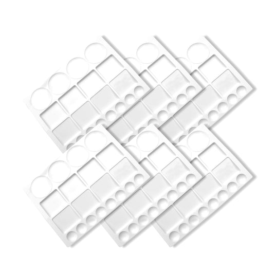 Pacific Arc - 6 Pack (20 well) Paint tray palettes for Kids, Plastic White Palettes for Students or Adults Paint Holder, Paint Supplies for DIY, Crafts, Acrylic Painting