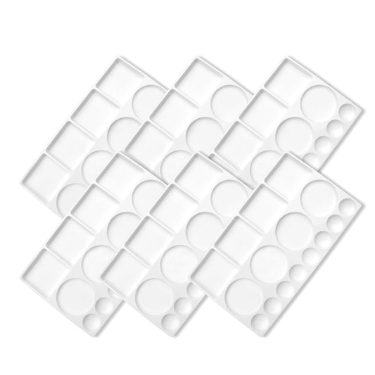 Pacific Arc - 6 Pack (16 well) Paint tray palettes for Kids, Plastic White Palettes for Students or Adults Paint Holder, Paint Supplies for DIY, Crafts, Acrylic Painting
