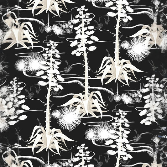 Agave Valley Wallpaper, black and white