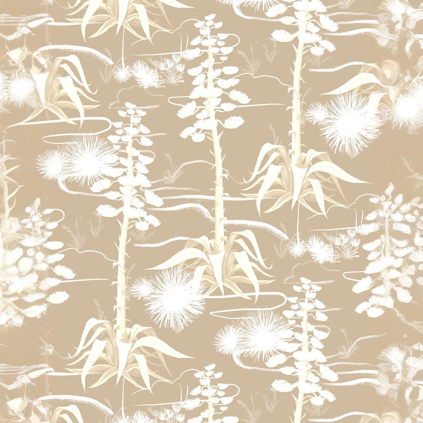Agave Valley Wallpaper, tan and white