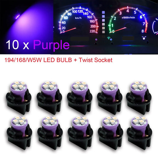 T10 168 194 4SMD 3528 Led instrument Panel Dash Light Bulb 1/2" Twist Lock Socket -12V