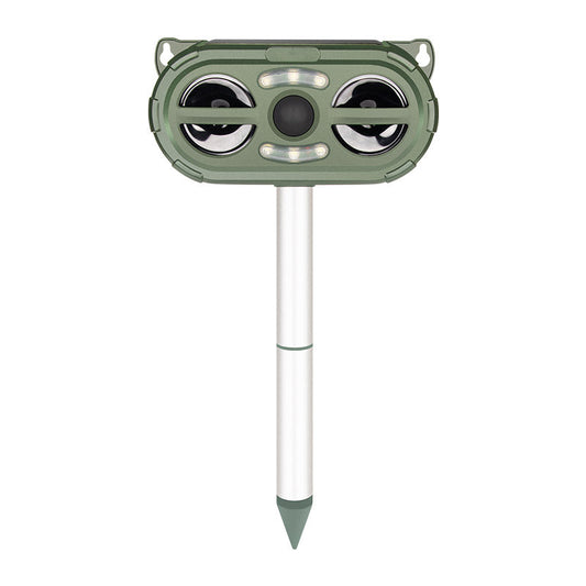 Animal Repellent Solar Powered Ultrasonic Motion Sensor and Flashing Light Outdoor Weatherproof Farm Garden Lawn for Coyote Bird Skunk Snake Raccoon Rabbit Squirrel