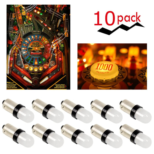 10x LED Retro Bayonet Frosted Arcade Pinball Machine Light Bulb 2SMD BA9S #44 #47 6.3V AC / DC Top View