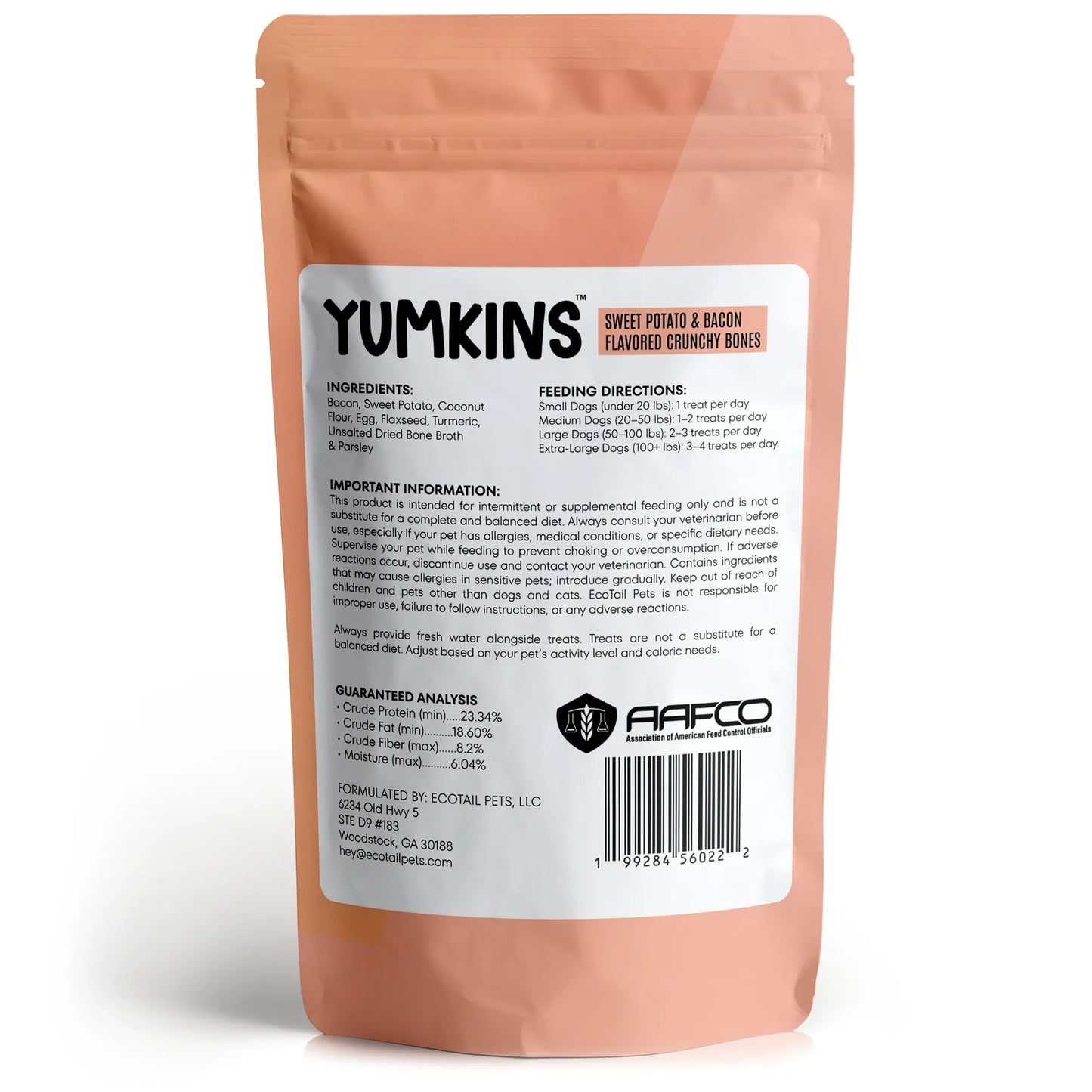 𝗦𝗨𝗕𝗦𝗖𝗥𝗜𝗣𝗧𝗜𝗢𝗡 • Yumkins™: 3 x (3.6oz) Sweet Potato & Bacon Flavored Bones - Bundle