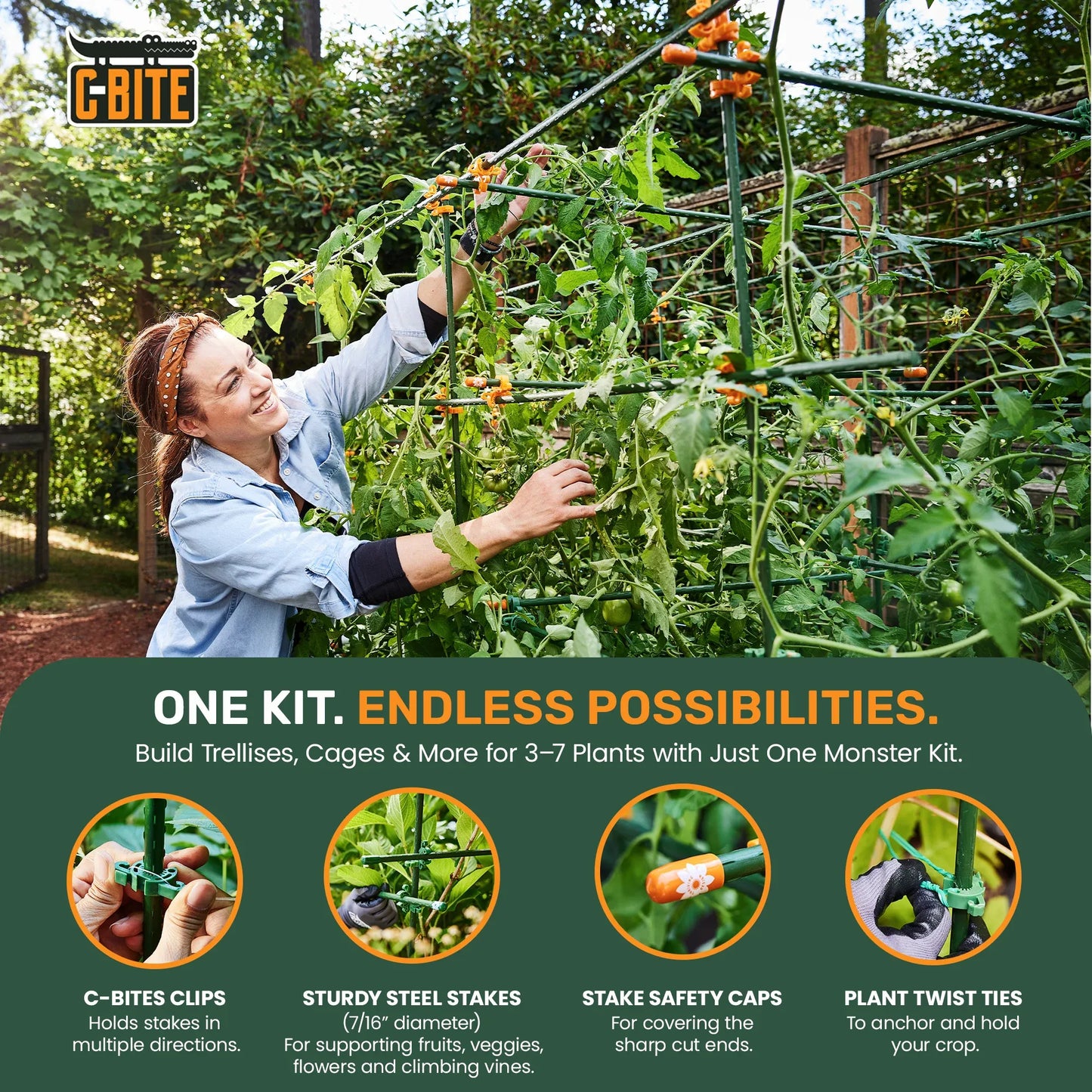 4', 5' or 6' Monster Plant Support!  Custom Trellis & Tomato Cage Kit