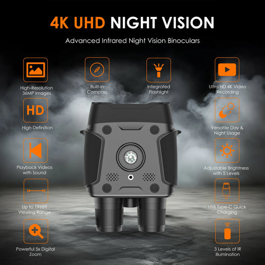 Rexing B1 Compass Night Vision Binoculars 4K Ultra HD - 🆕 New Arrivals, All Products, Products from Rexing, 📷 Cameras + Optics - Little Red General Store