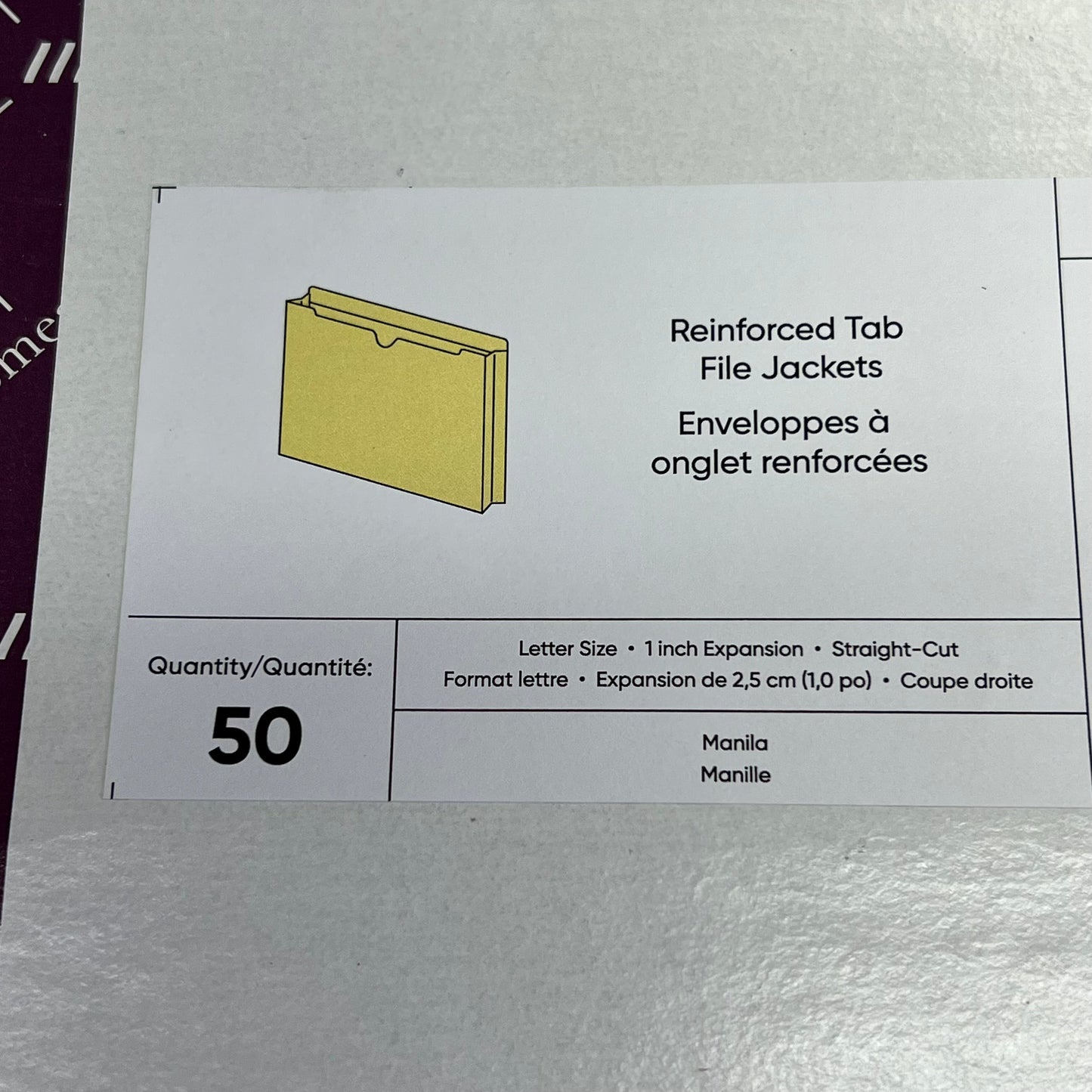 SMEAD (50 PACK) File Jackets Straight Cut Tab 2-Ply 1" Expansion Manila 75520