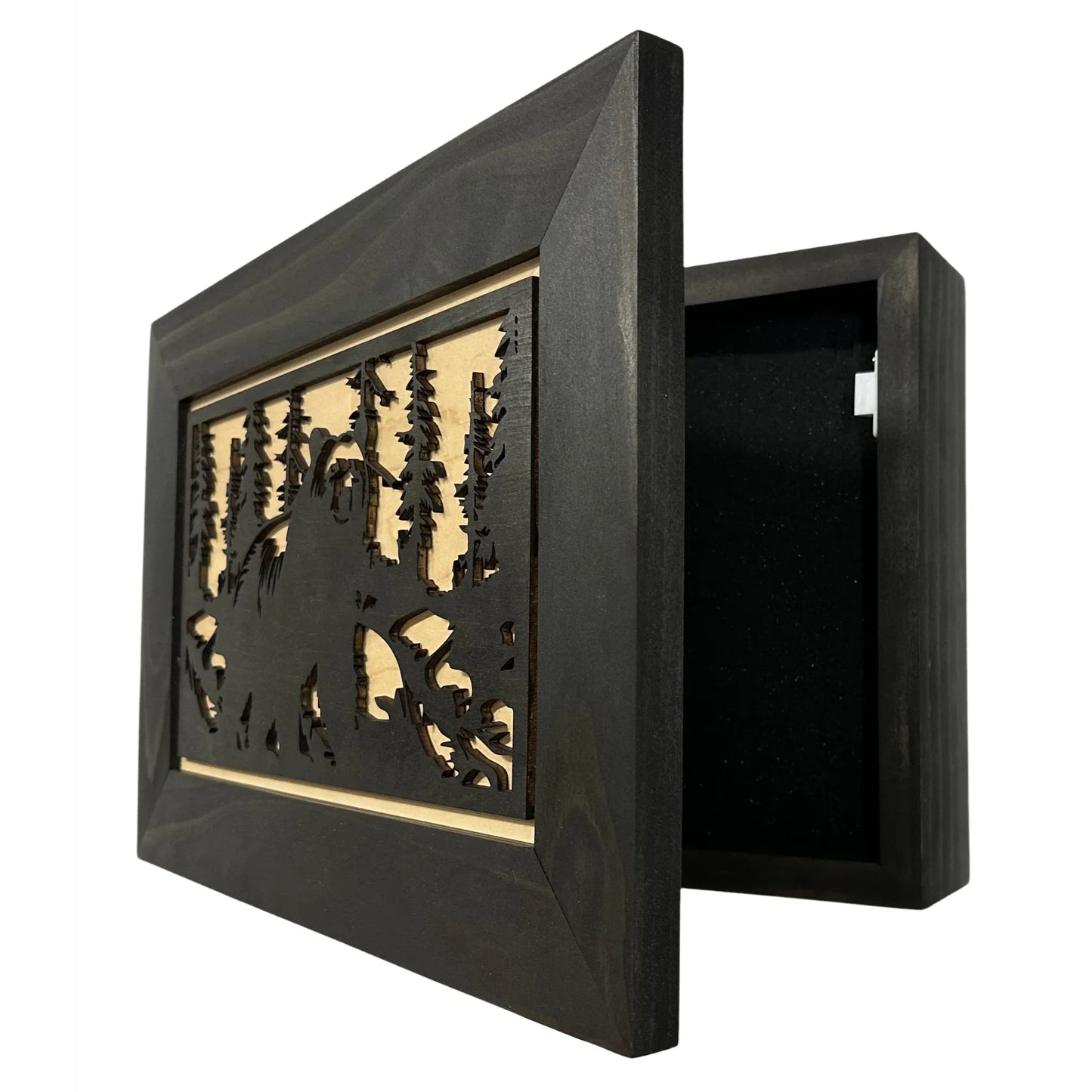 Hidden Black Bear Wall-Mounted Gun Cabinet – Safe Hidden Storage for Firearms