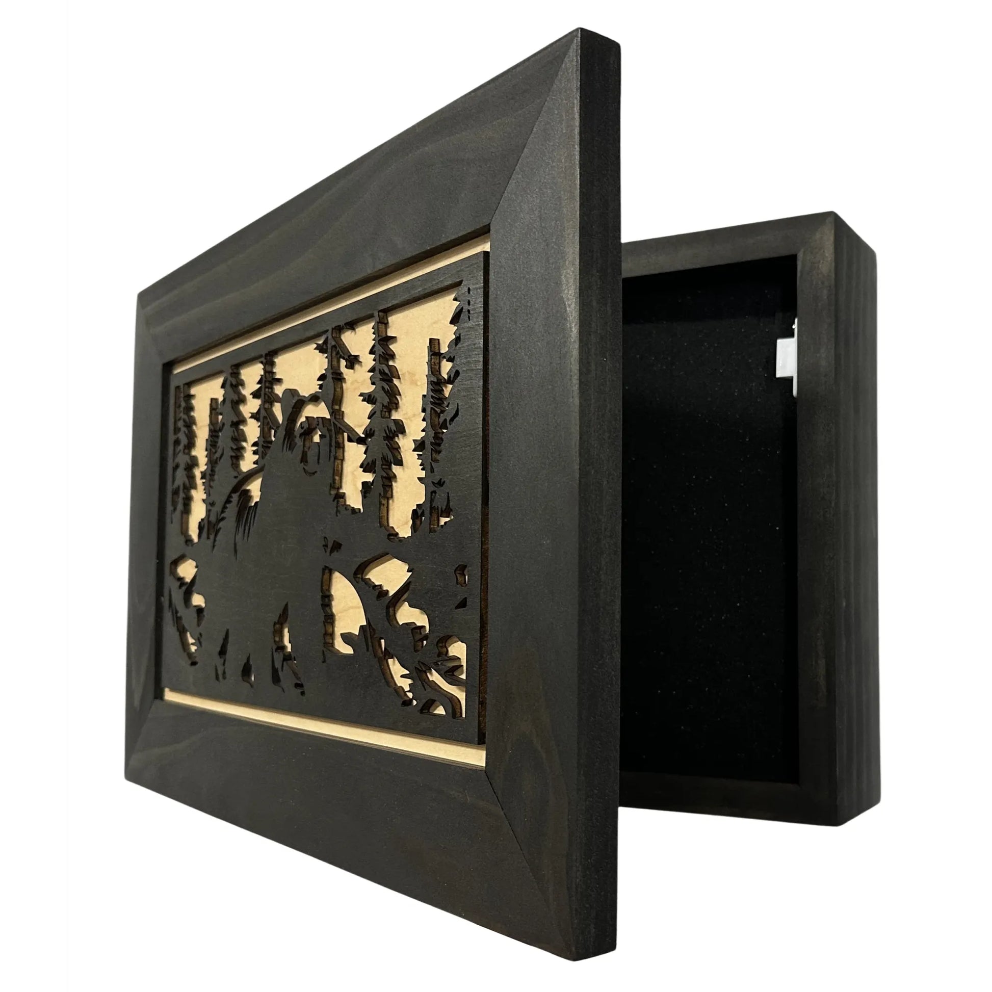 Hidden Black Bear Wall-Mounted Gun Cabinet – Safe Hidden Storage for Firearms