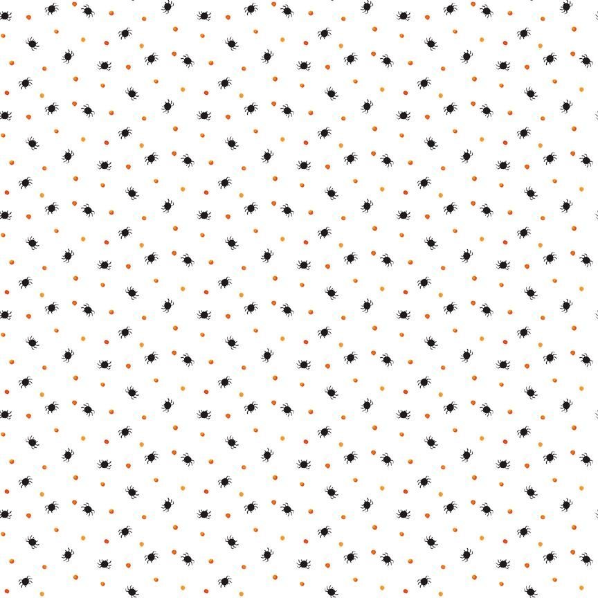 Timeless Treasures Halloween Mini Spiders and Dots on White 100% Cotton Price per Yard
