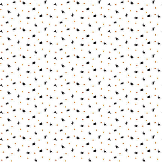 Timeless Treasures Halloween Mini Spiders and Dots on White 100% Cotton Price per Yard