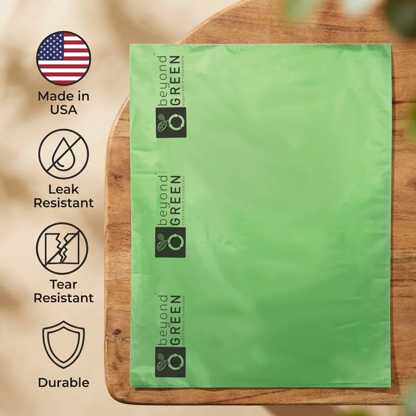 Green Dog Poop Bags – Folded Rolls 9" x 12" - Made in USA