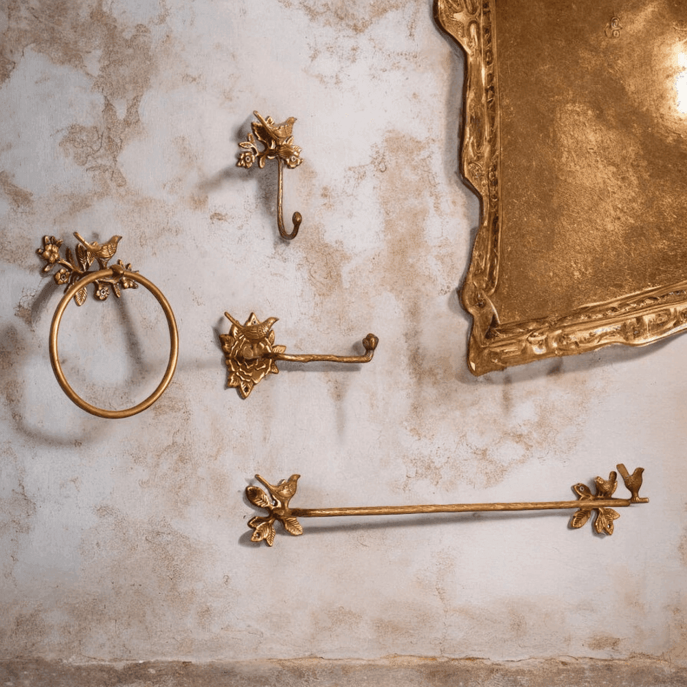 Brass Bird Towel Ring - Antique Brass