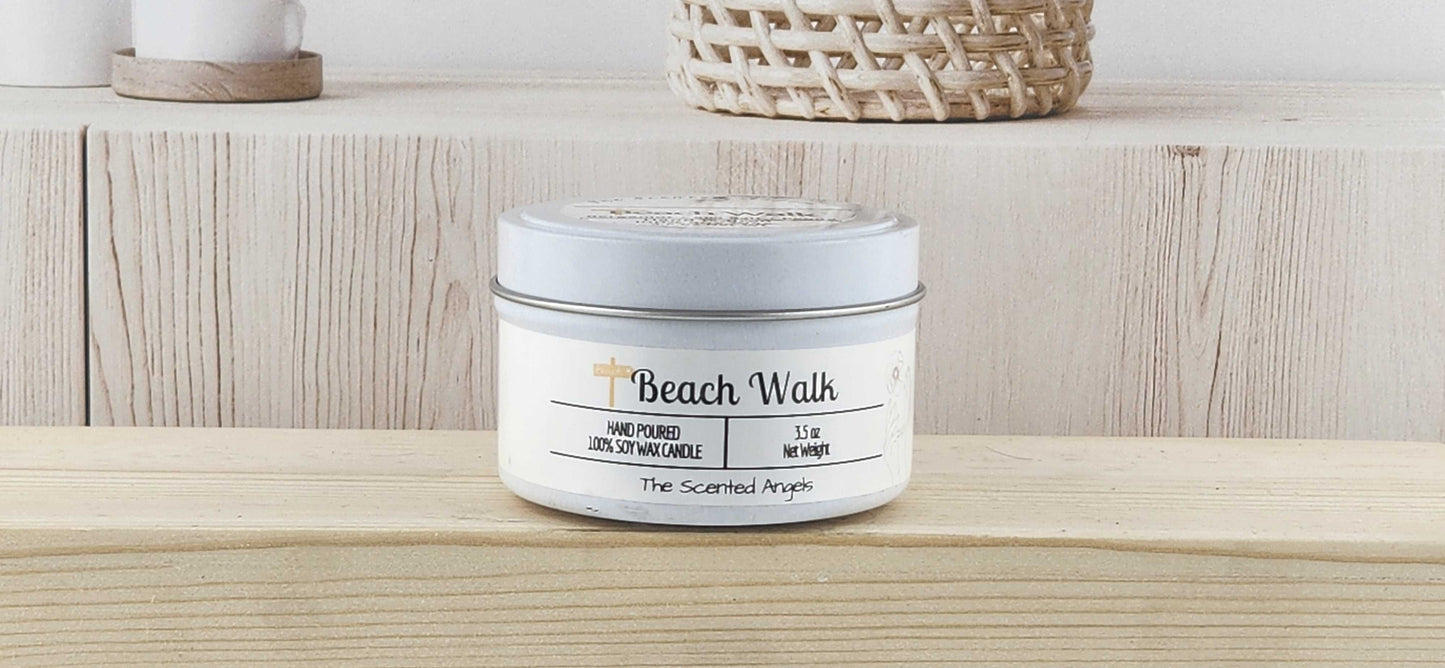 Beach Walk Scented 100% Soy Wax Candle - White