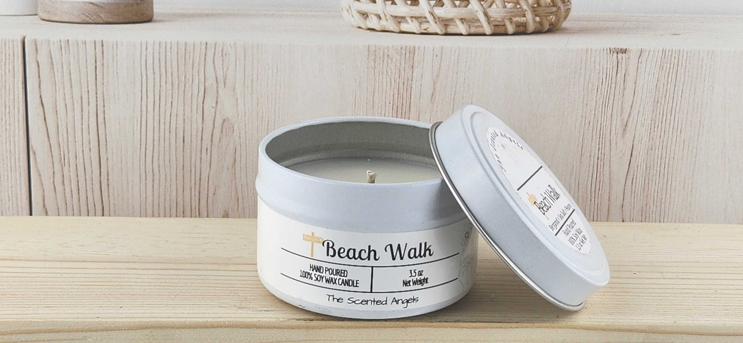 Beach Walk Scented 100% Soy Wax Candle - White