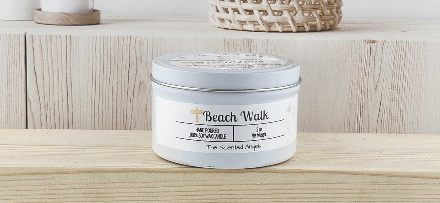 Beach Walk Scented 100% Soy Wax Candle - White