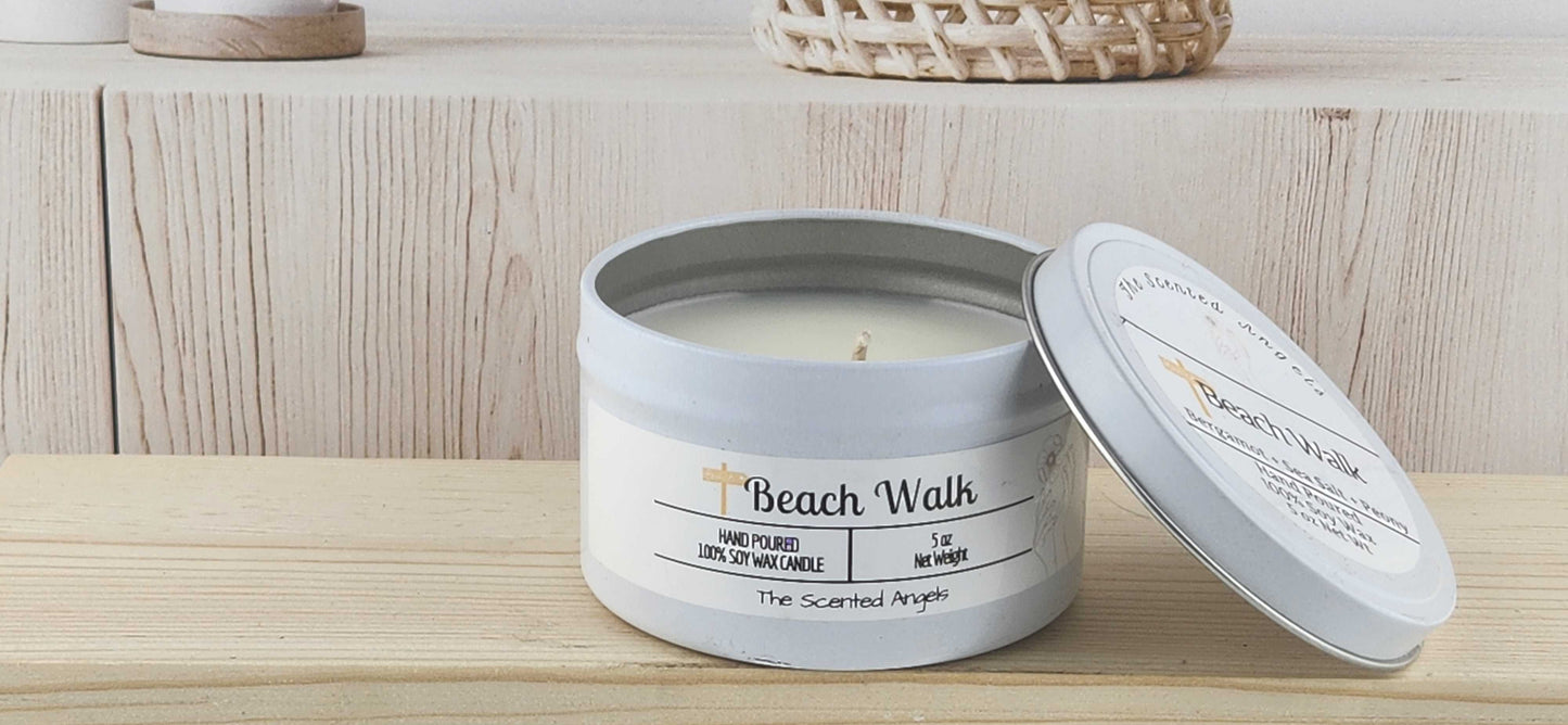 Beach Walk Scented 100% Soy Wax Candle - White