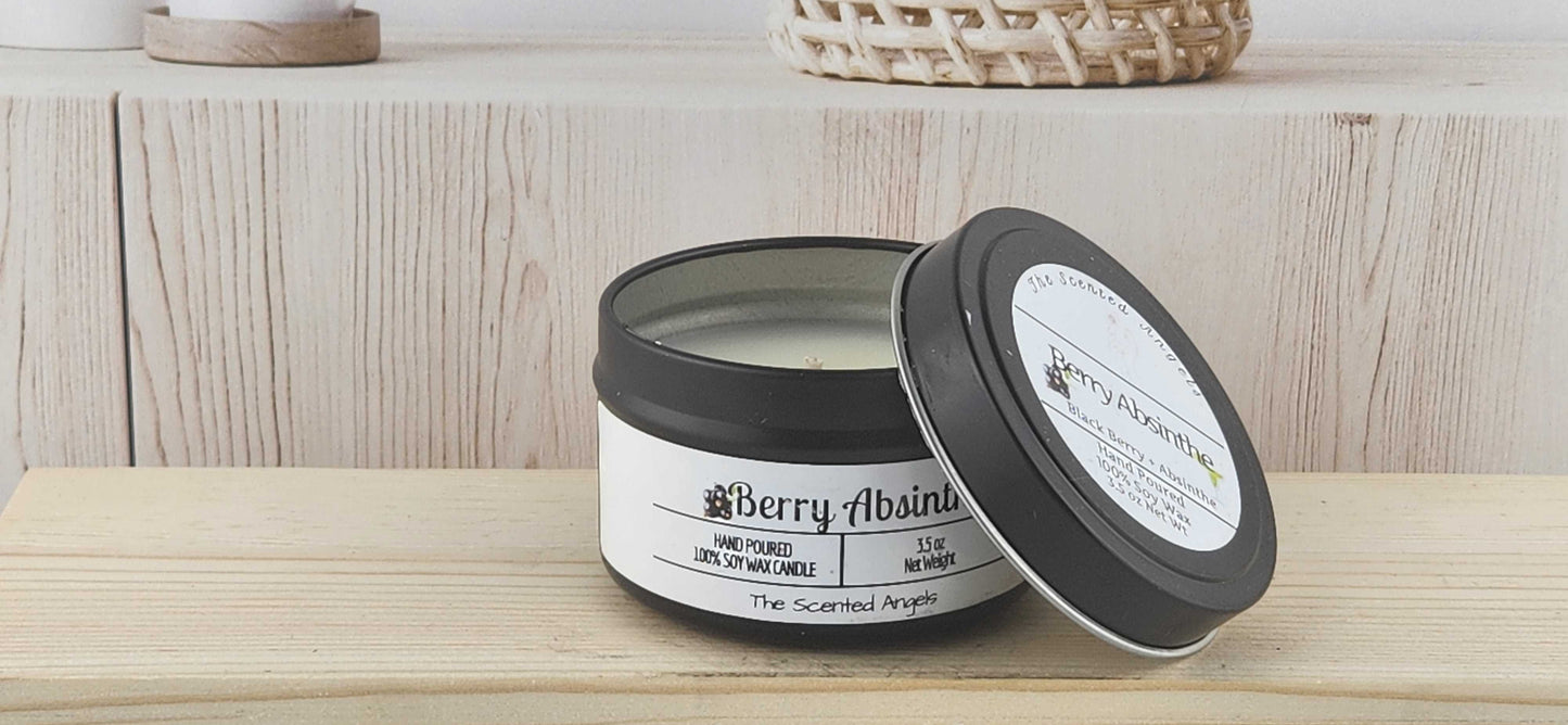 Berry Absinthe Scented 100% Soy Wax Candle - Black