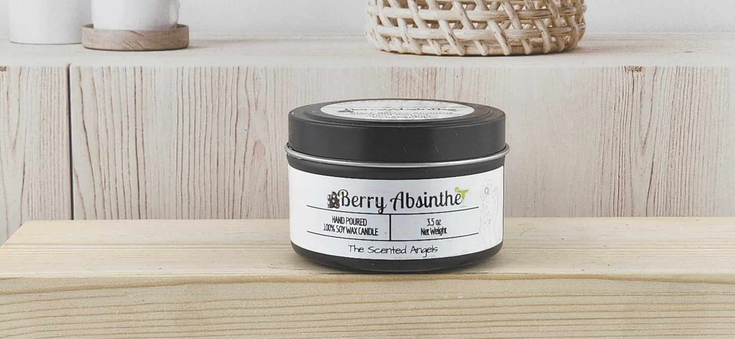 Berry Absinthe Scented 100% Soy Wax Candle - Black