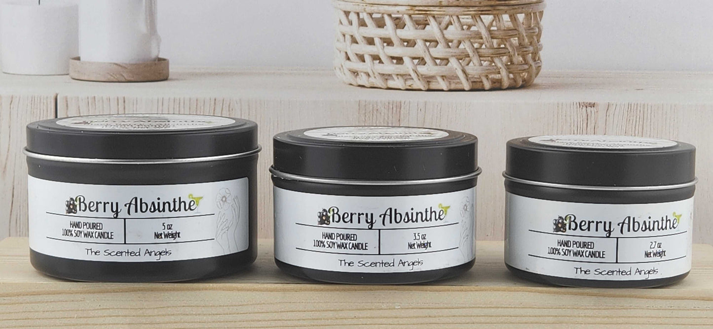 Berry Absinthe Scented 100% Soy Wax Candle - Black