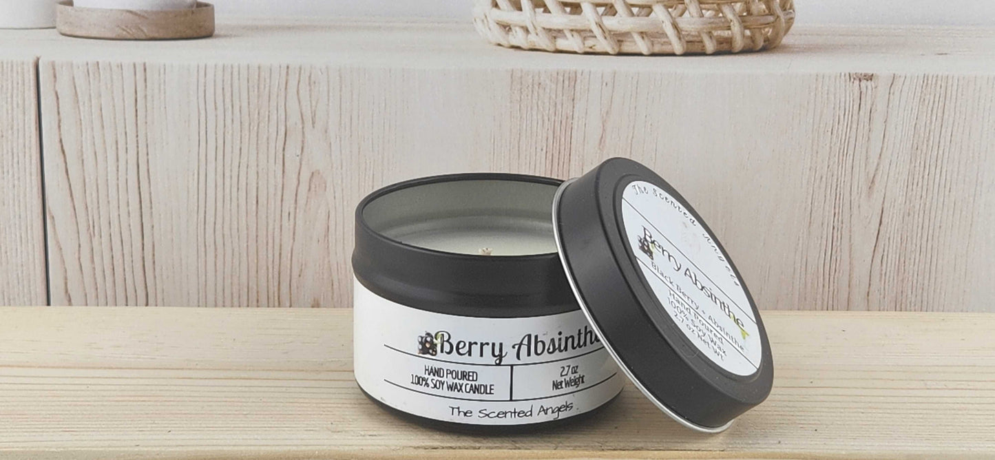 Berry Absinthe Scented 100% Soy Wax Candle - Black