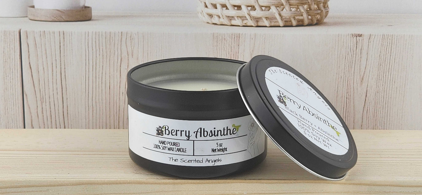 Berry Absinthe Scented 100% Soy Wax Candle - Black