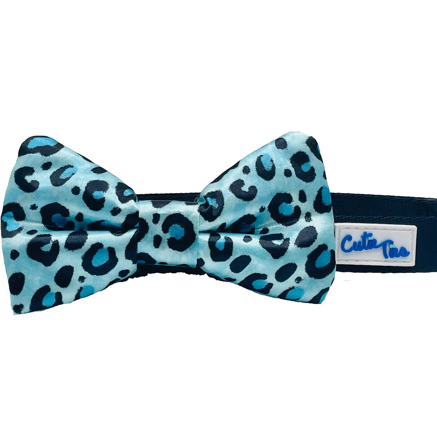 Blue Cheetah Print Dog Bow Tie