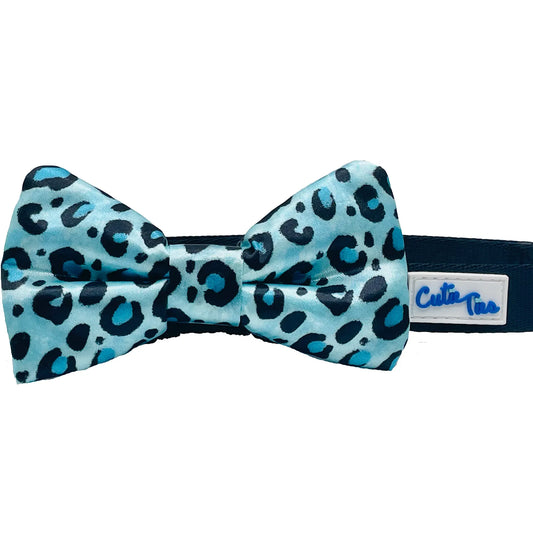 Blue Cheetah Print Dog Bow Tie