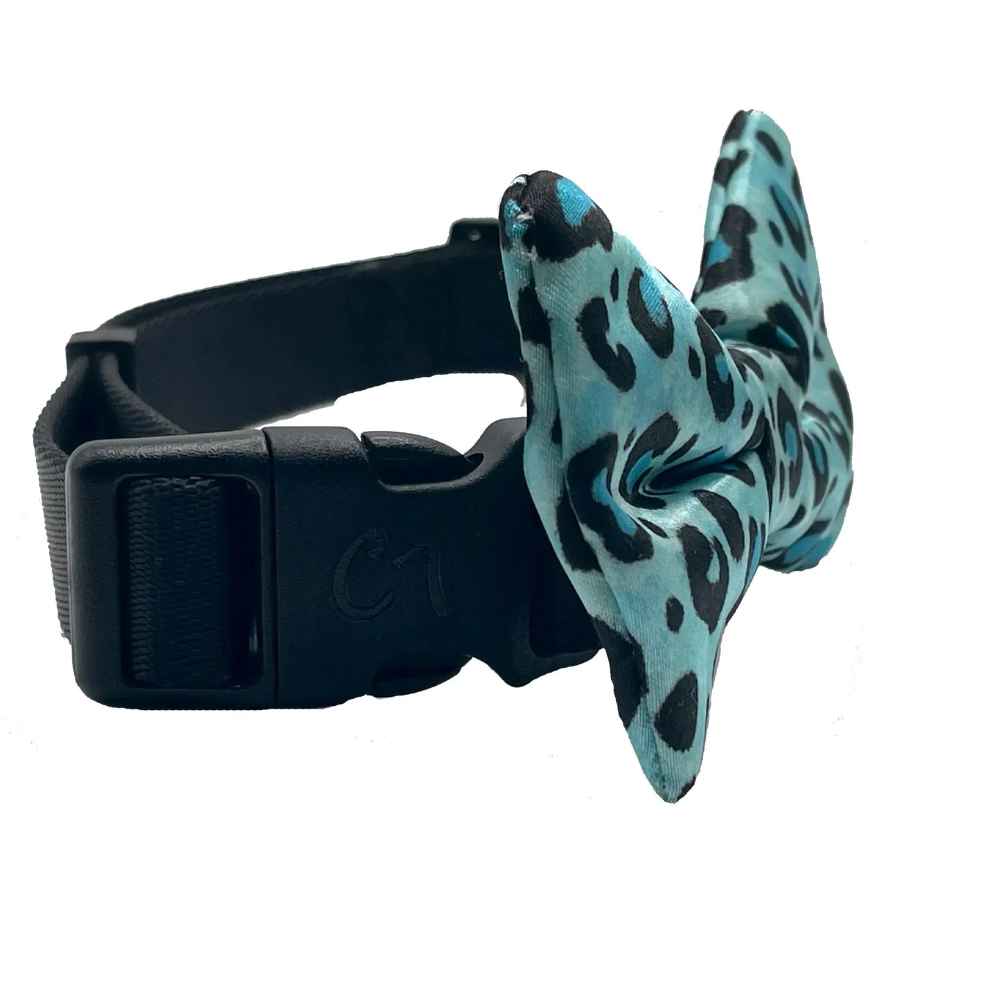 Blue Cheetah Print Dog Bow Tie