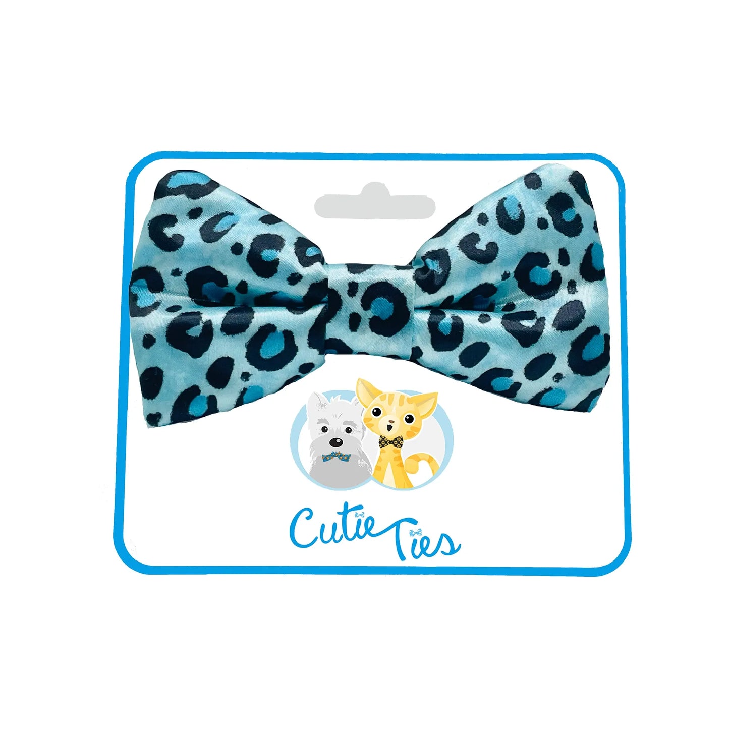 Blue Cheetah Print Dog Bow Tie