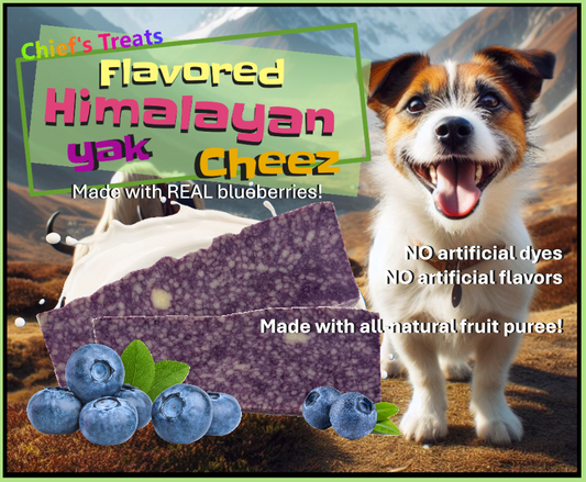 Blueberry Flavored Yak Cheese Chew - Made with REAL BLUEBERRY Puree Single