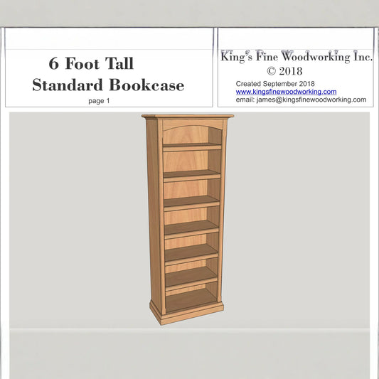 Standard Bookcase 6' tall 2' wide 3D Plans